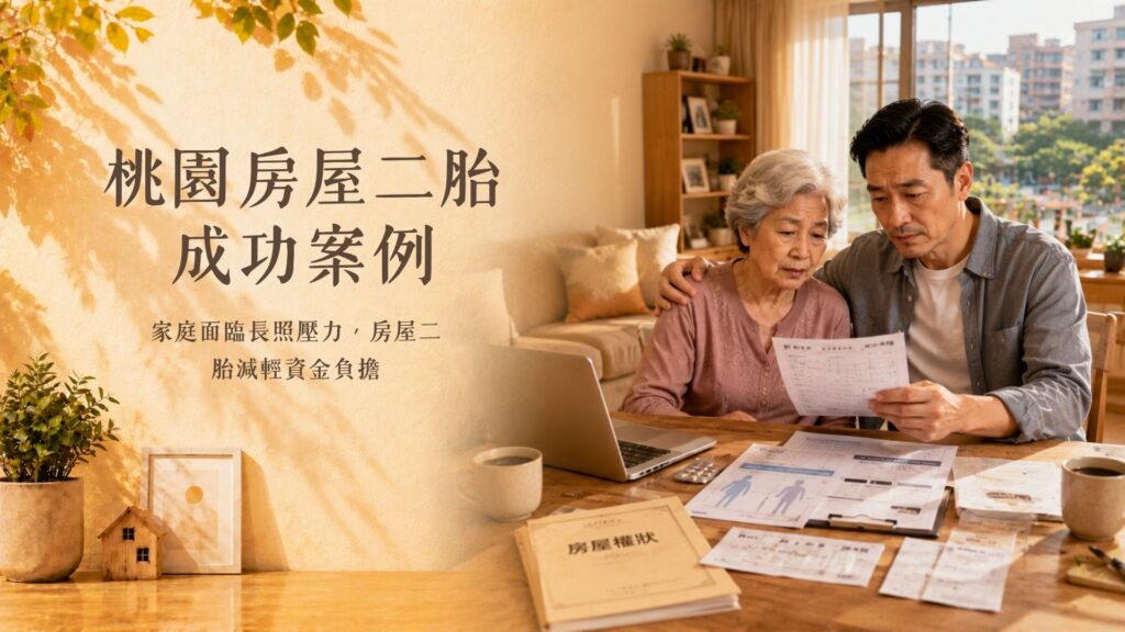 龜山區房屋二胎成功案例｜長照支出增加，透過桃園房屋二胎減輕家庭資金壓力